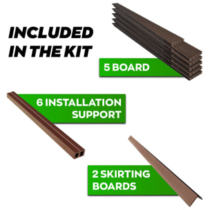 Kaido - Set di 5 Doghe Pavimento da Esterno 150x75 cm per Giardino Patio Terrazza in WPC Teak