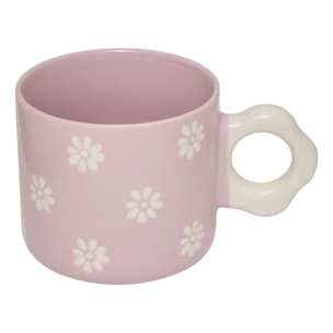 Mug motif fleurs Margot vert et blanc