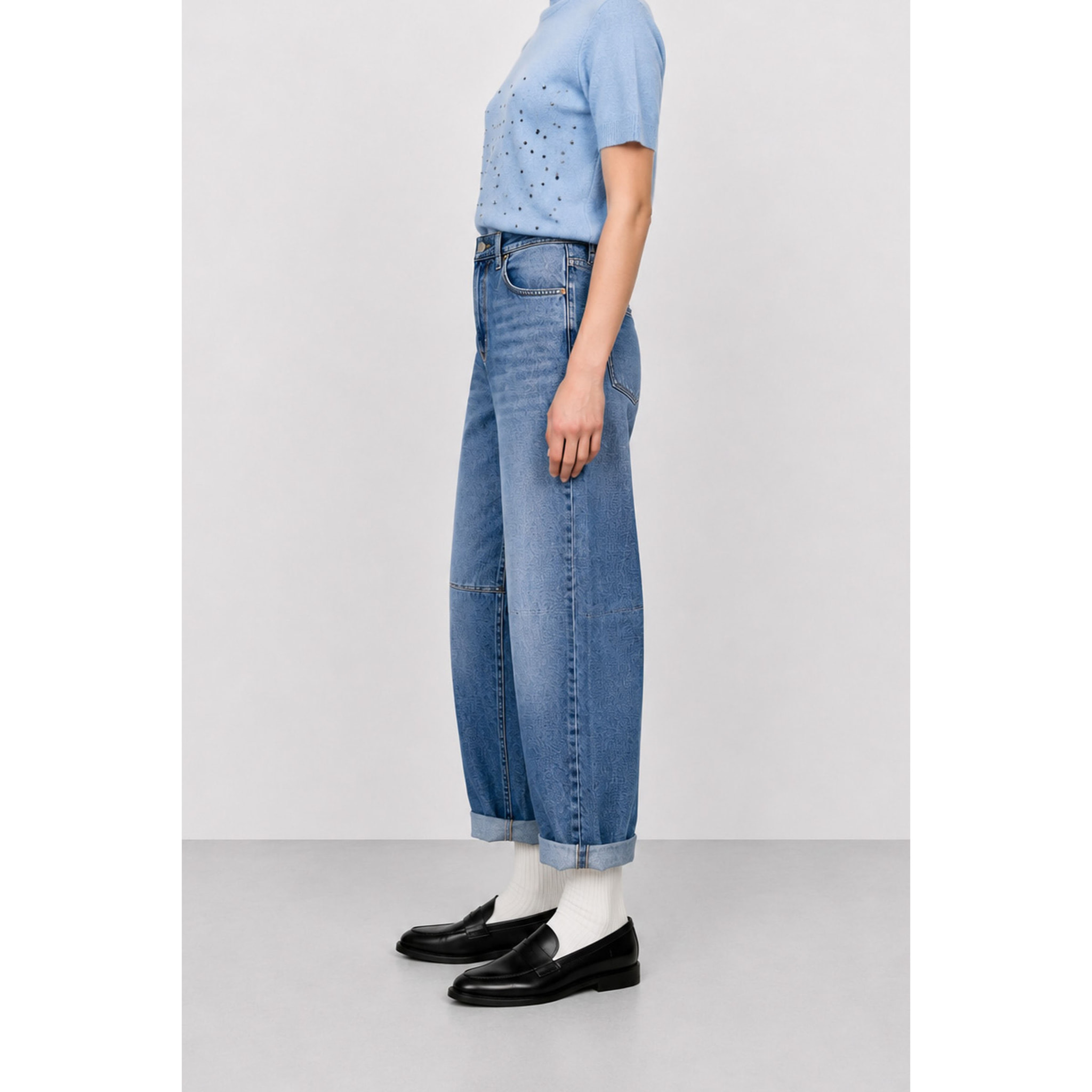 Kocca - Jeans da donna in cotone a vita alta e gamba larga Donna