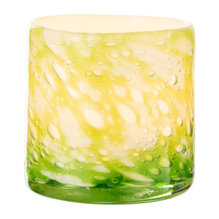J-Line photophore Marbre - verre - vert/blanc - small