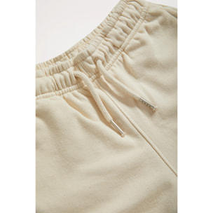 Pantalón corto orgánico beige Neutrals kids con logo