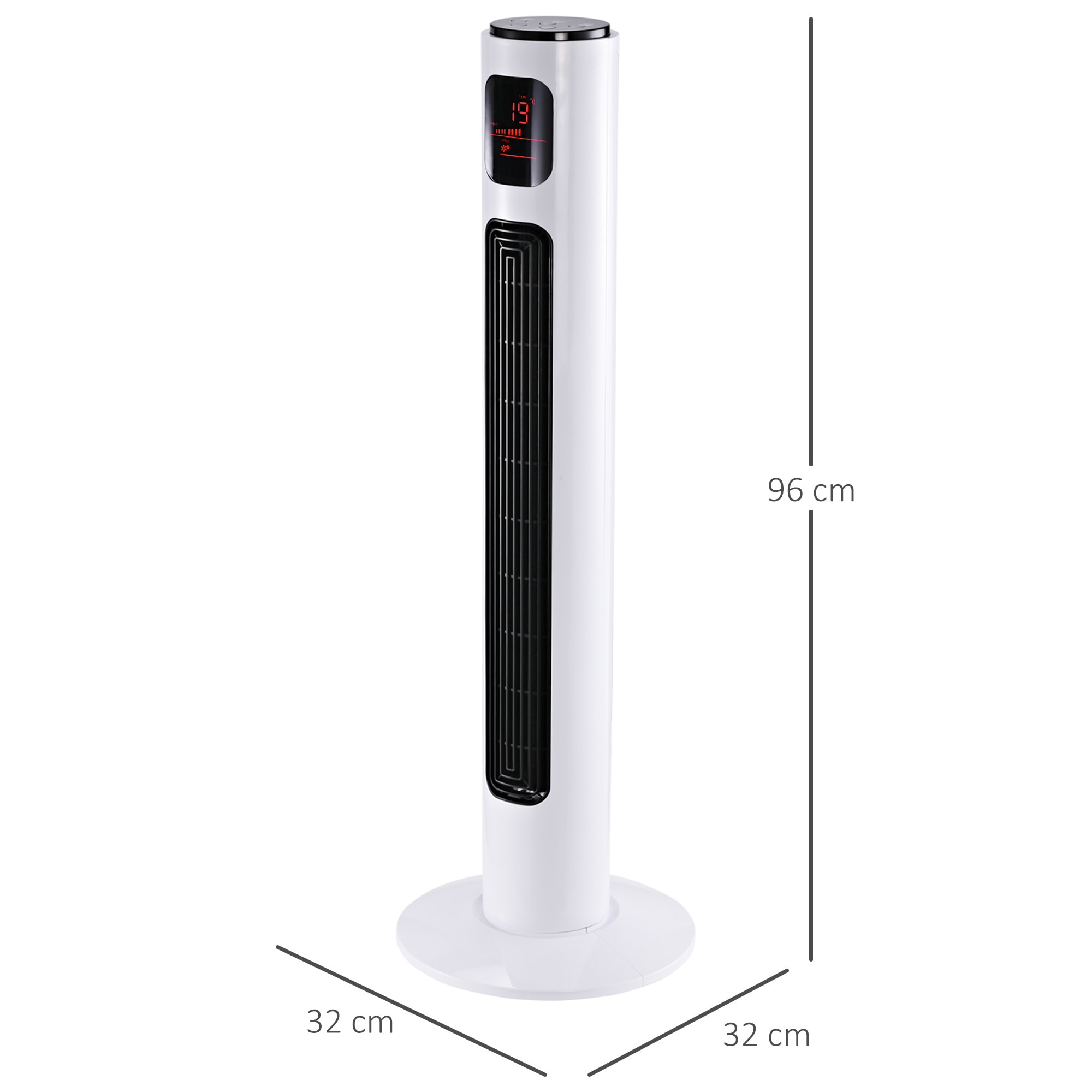 Ventilador de Torre, Ventilador de Pie Silencioso 45W con Control Remoto, 3 Velocidades, 3 Modos, Temporizador 12H, Oscilación 70°, Pantalla LED, para Hogar y Oficina, Blanco