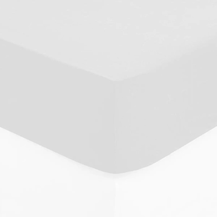 Drap-housse en coton - blanc - bonnet H30cm - 90x190 cm
