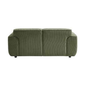 Canapé Wallas. 2 places. tissu velours côtelé vert L 180 x P 98 x H 73cm