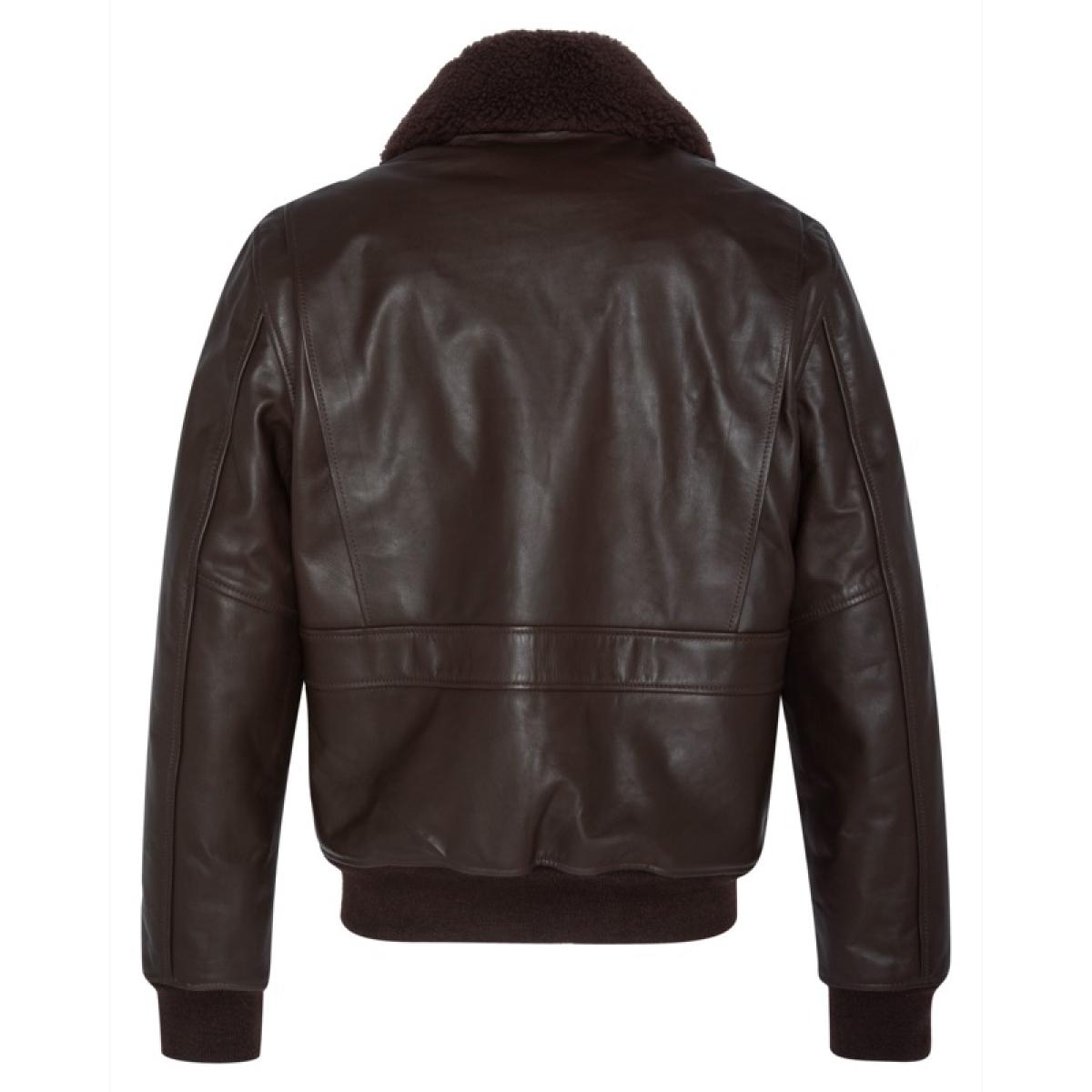 LCFLYW22X PILOT JACKET WITH SHEEPSKIN COLLAR COWHIDE Marrone