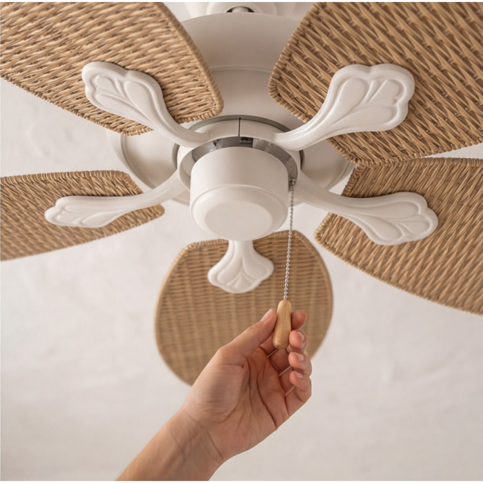 Forlight Ventilador IP23 Phuket Blanco antiguo Marrón