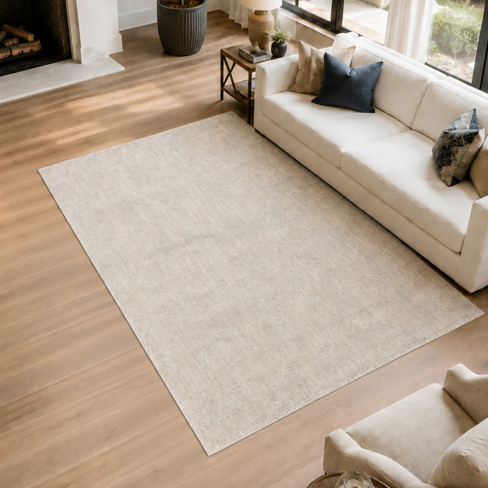 Tapis kilim faux uni, tissage authentique, design épuré, DOUCA