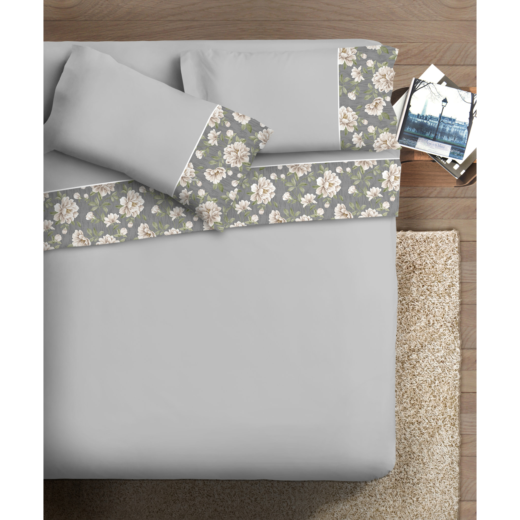 Completo letto Armonie IPERSAN Puro Cotone Corolla Grigio