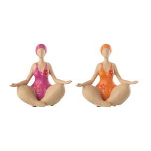 J-Line Femme Yoga Assis Polyresine Mix Assortiment De 2