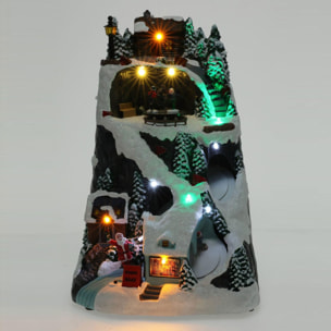 Pueblo navideño para decoración con luces led y movimiento 19,6x17,7x30,1cm