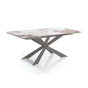 Tomasucci Table extensible MELVIN EVO 120 ONICE MARBLE - PLATINE