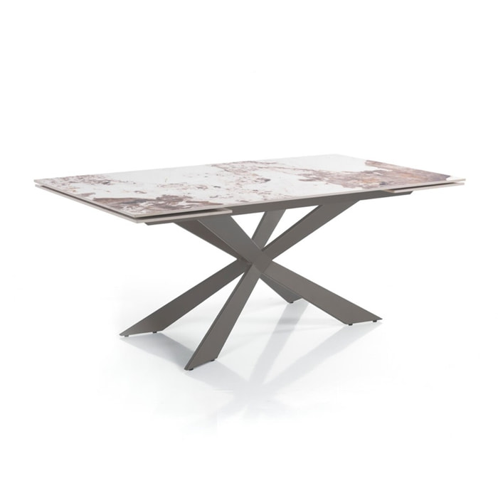 Tomasucci Table extensible MELVIN EVO 120 ONICE MARBLE - PLATINE