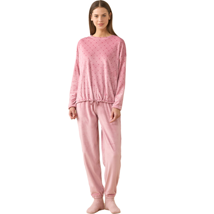 Completo donna ciniglia felpata - soft touch articolo cuori. Noidinotte