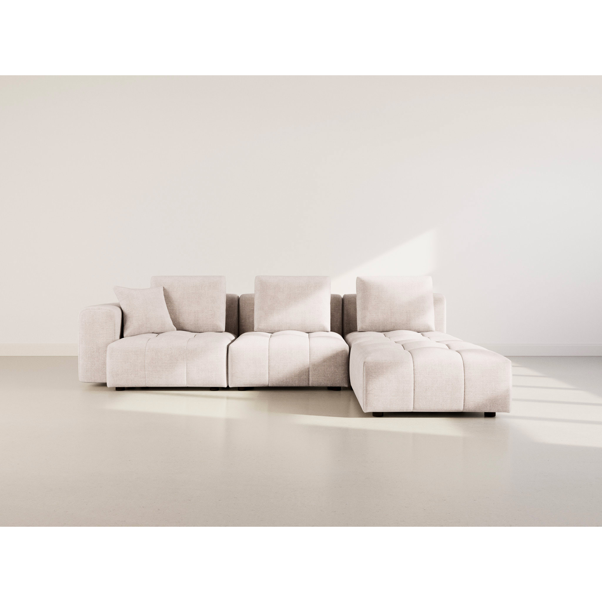 Colette - Canapé modulable d'angle réversible 4 places en velours texturé - Beige