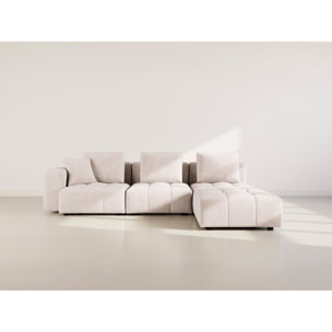 Colette - Canapé modulable d'angle réversible 4 places en velours texturé - Beige