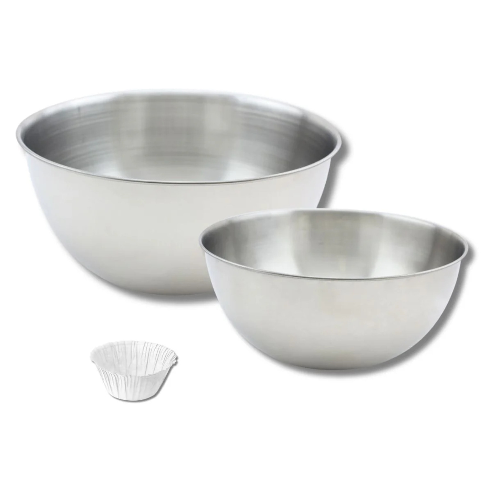 Set composé d'un lot de 30 moules à muffins, 1 spatule Zenker et 2 bols à mixer Fackelmann