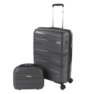 Juego De Maletas Rígidas Pp Jaslen Stuttgart Marron Metalizado