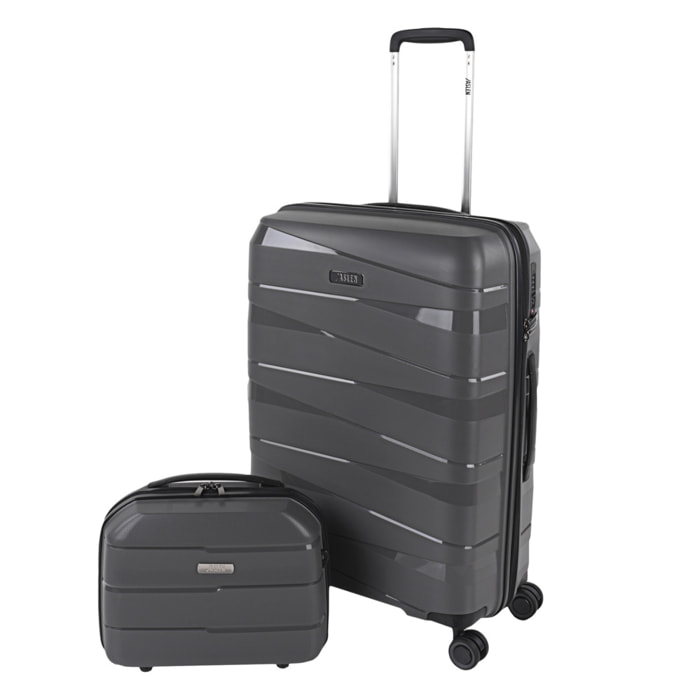 Juego De Maletas Rígidas Pp Jaslen Stuttgart Marron Metalizado