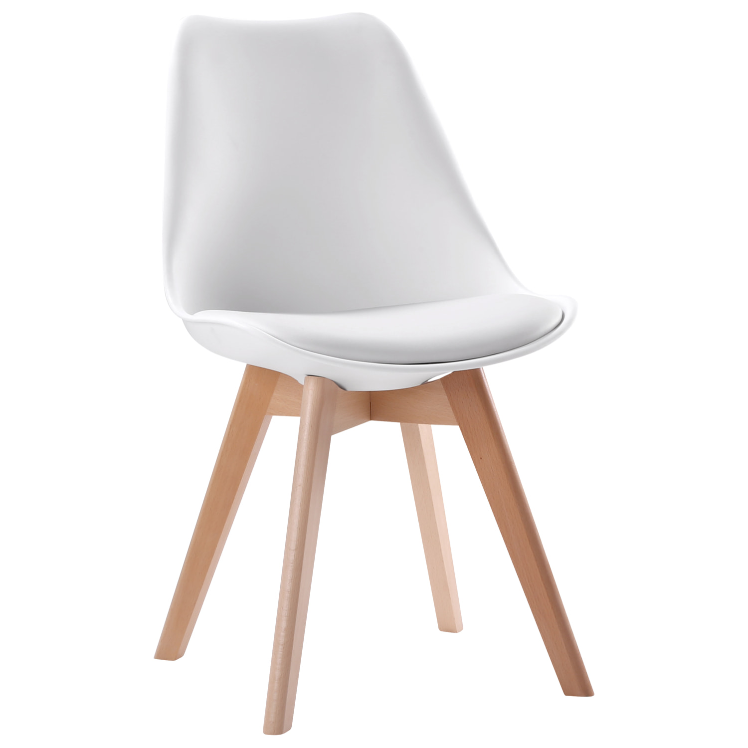 Lot de 4 chaises scandinaves NORA blanches avec coussin