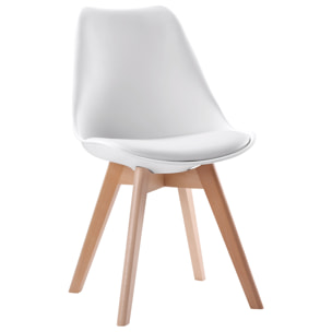 Lot de 4 chaises scandinaves NORA blanches avec coussin