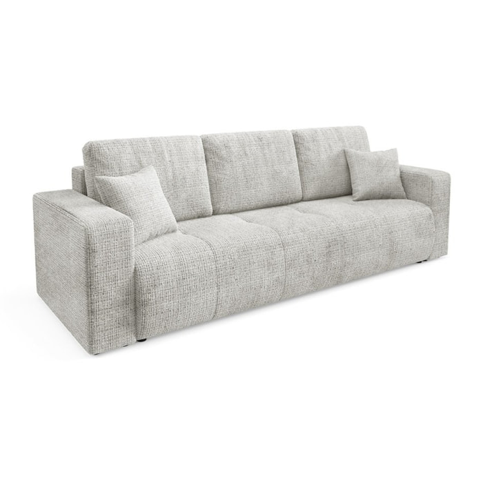 AURORE - Canapé 3 places en tissu texturé gris