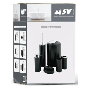 Ensemble 6 accessoires PP HANNAH 6 pièces Noir mat MSV