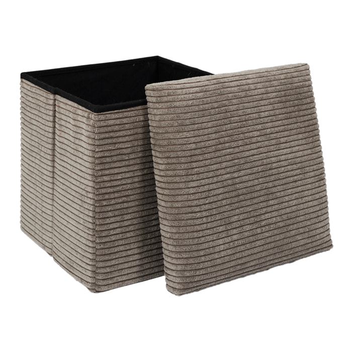 Coffre Pouf Pliable Cotele Scott Taupe