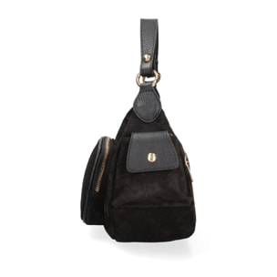 Borsa a spalla da donna Made in Italy - Modello Ardena - Pelle scamosciata - 30.0 x 17.0 x 12.0 cm