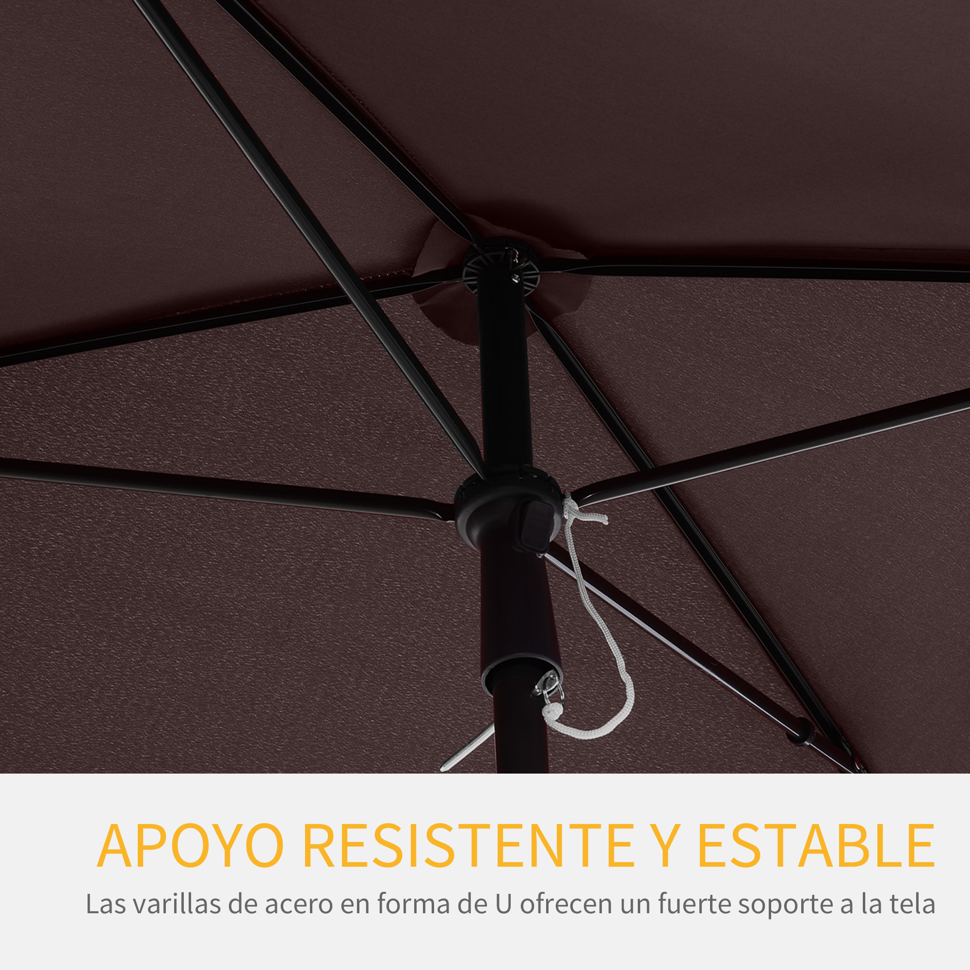 Sombrilla de Poliá©ster Aluminio 2x1,25x2,35m Marrón