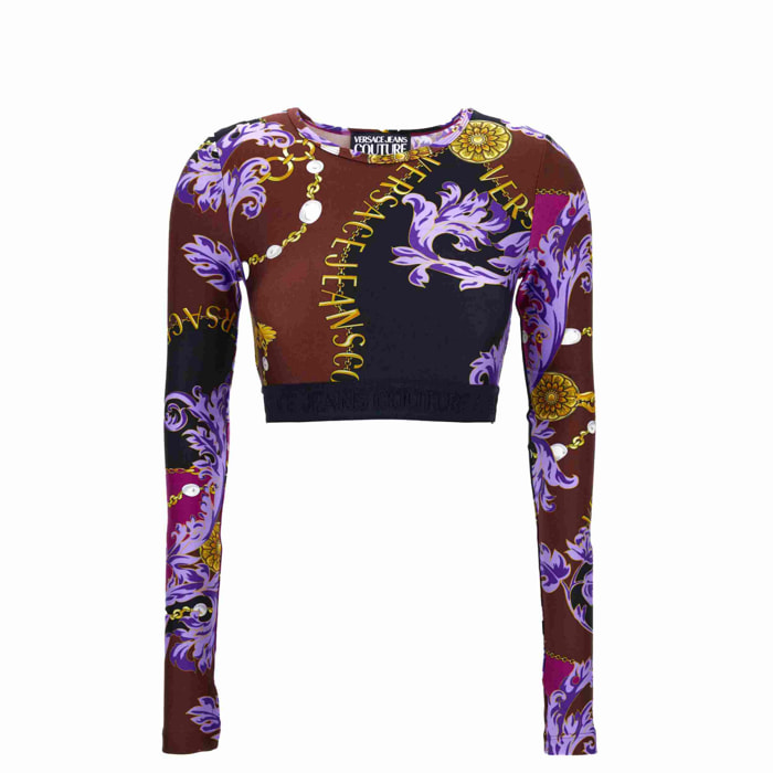 Versace Jeans Couture Top crop stampato Barocco Jeans Couture di Versace
