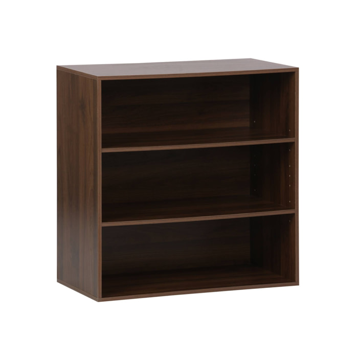 Etagère. bibliothèque. module de rangement décor bois noyer 2 étagères L 70 x P 35 x H 70cm - Kompo