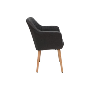 Chaise scandinave en tissu gris anthracite et bois clair ALEYNA
