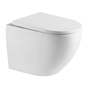 Pack bati-support Geberit + WC sans bride Swiss Aqua Technologies + Abattant SoftClose + Plaque noir mat (FusionTQGeb10)