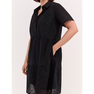 Fiorella Rubino - Vestido con volantes Smile en color sangallo - Negro