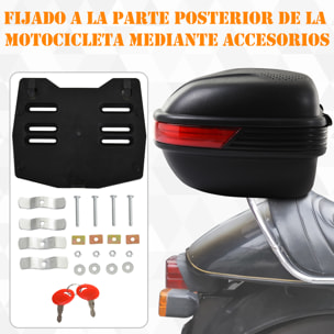 Universal Baúl de Moto Maleta de 43 L para 2 Cascos Medios con Dos Llaves Negro