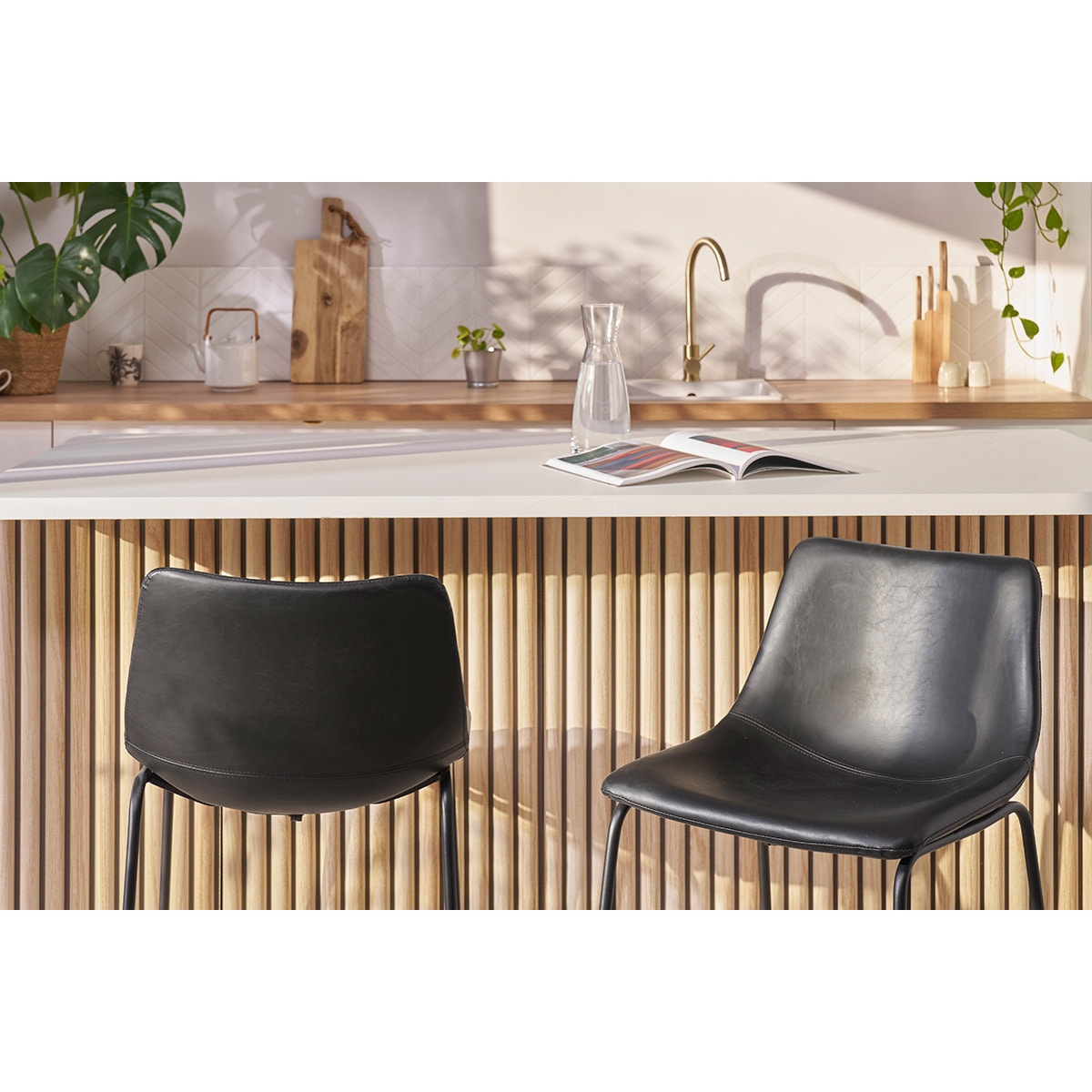 Tabourets de bar design noir H61 cm (lot de 2) NEW ROCK