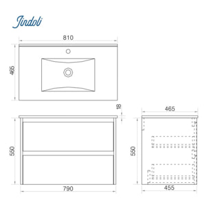 Ensemble meuble de salle de bain une vasque 80 cm marron Aquadoli