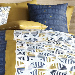 Parure housse de couette imprimé 100% coton - sirius - bleu