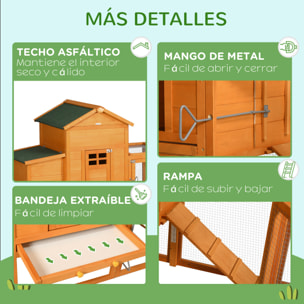Gallinero de Madera 297,5x68x118 cm para 3-6 Gallinas con Techo Asfáltico Corral