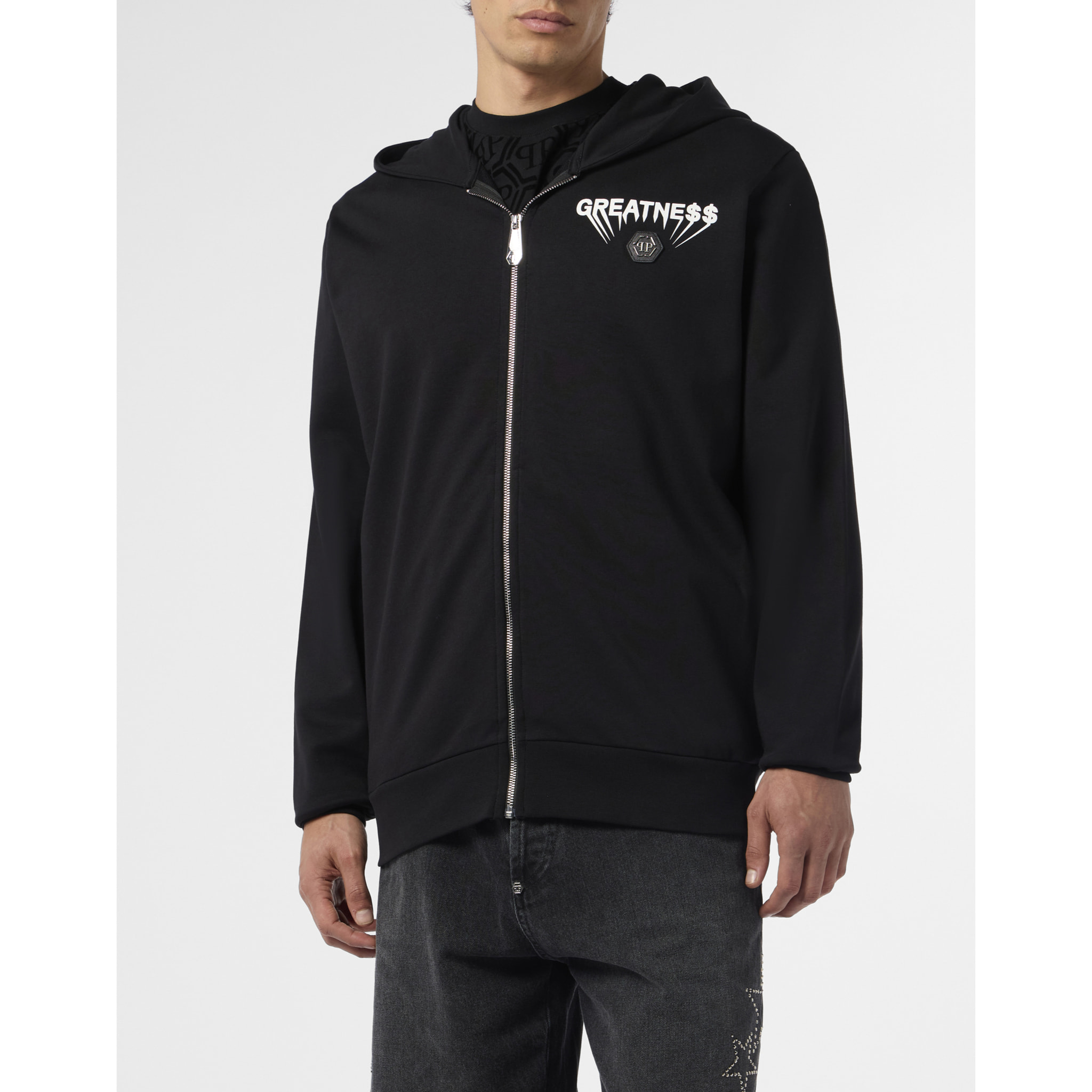 PHILIPP PLEIN Fleece Zip Hoodie Greatness
