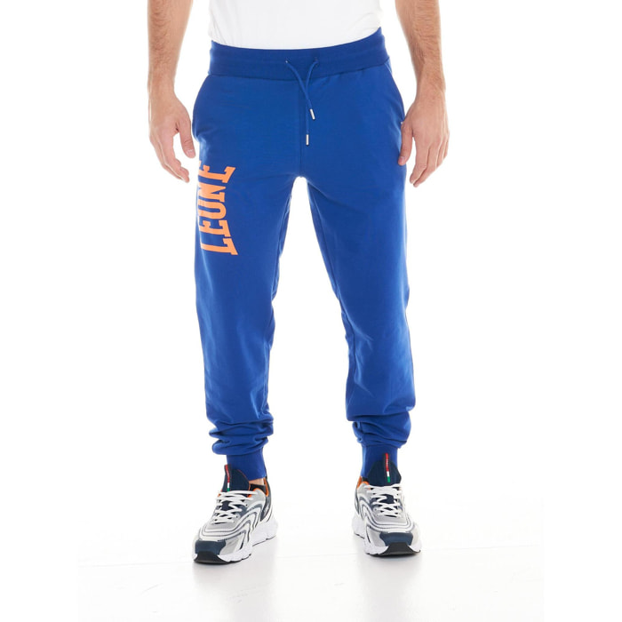 Pantalón de hombre Leone Basic con gran logo en algodón no perchado