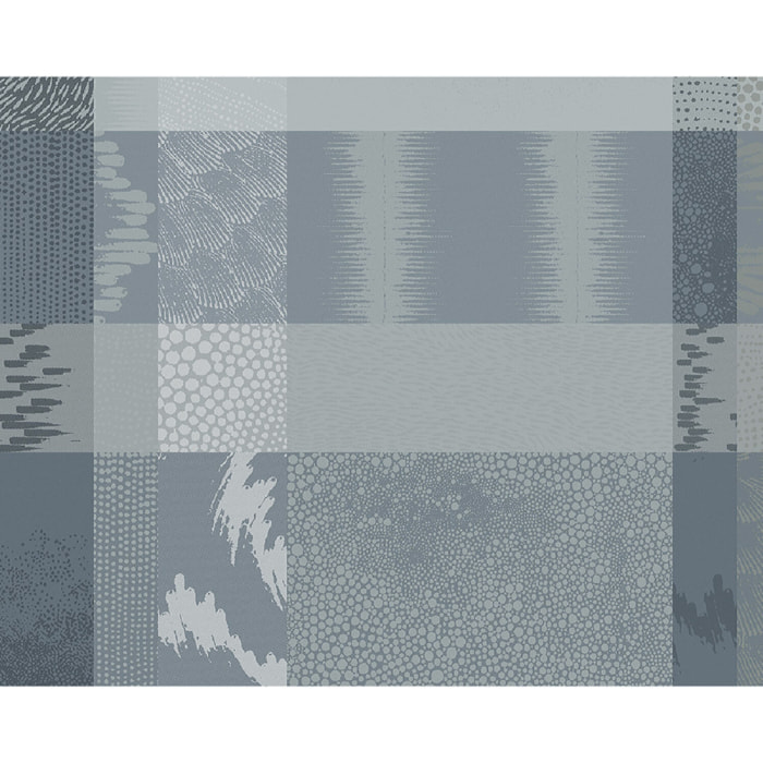 Set pur coton motif jacquard bleu gris Mille matieres orage