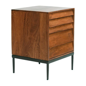 Table de chevet Nora -bois massif de mangue-couleur noyer 40 x 54 x 38 cm