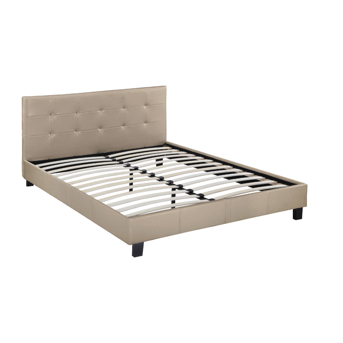 Lit double en pvc "Julia" - 140 x 190 cm - Taupe