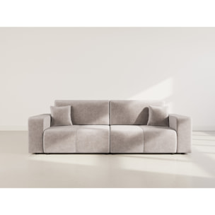 Nicole - Canapé droit 4 places convertible avec coffre en tissu - Gris clair