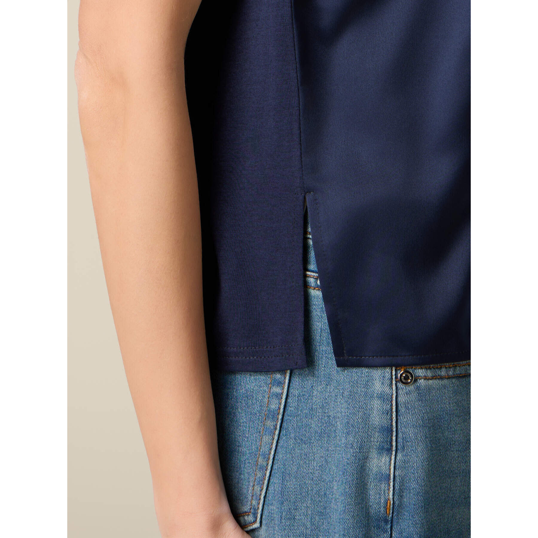 Oltre - T-shirt bimaterica - Blu