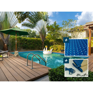 Piscine bois rectangle " Panama 130 "- 6.20 x 4.10 x 1.45 m + Bâche à bulles 180 µ - Bâche hiver 280 g/m² +
