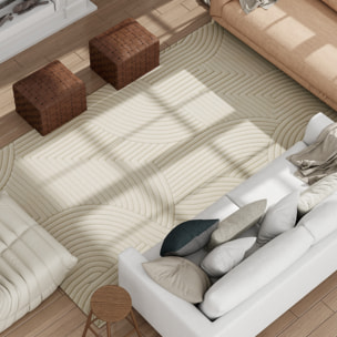 Alfombra Salón 160x120 cm Alfombra Pelo Corto Estilo Moderno Base Antideslizante Tejida a Máquina Tapete para Sala de Estar Dormitorio Comedor Crema