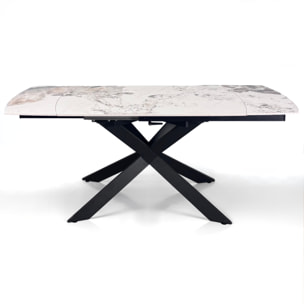 Table à manger ovale extensible Tomasucci GEMY SPIN 120, en céramique, marbre onyx, noir, 120/179 × 80 × 74,5 cm