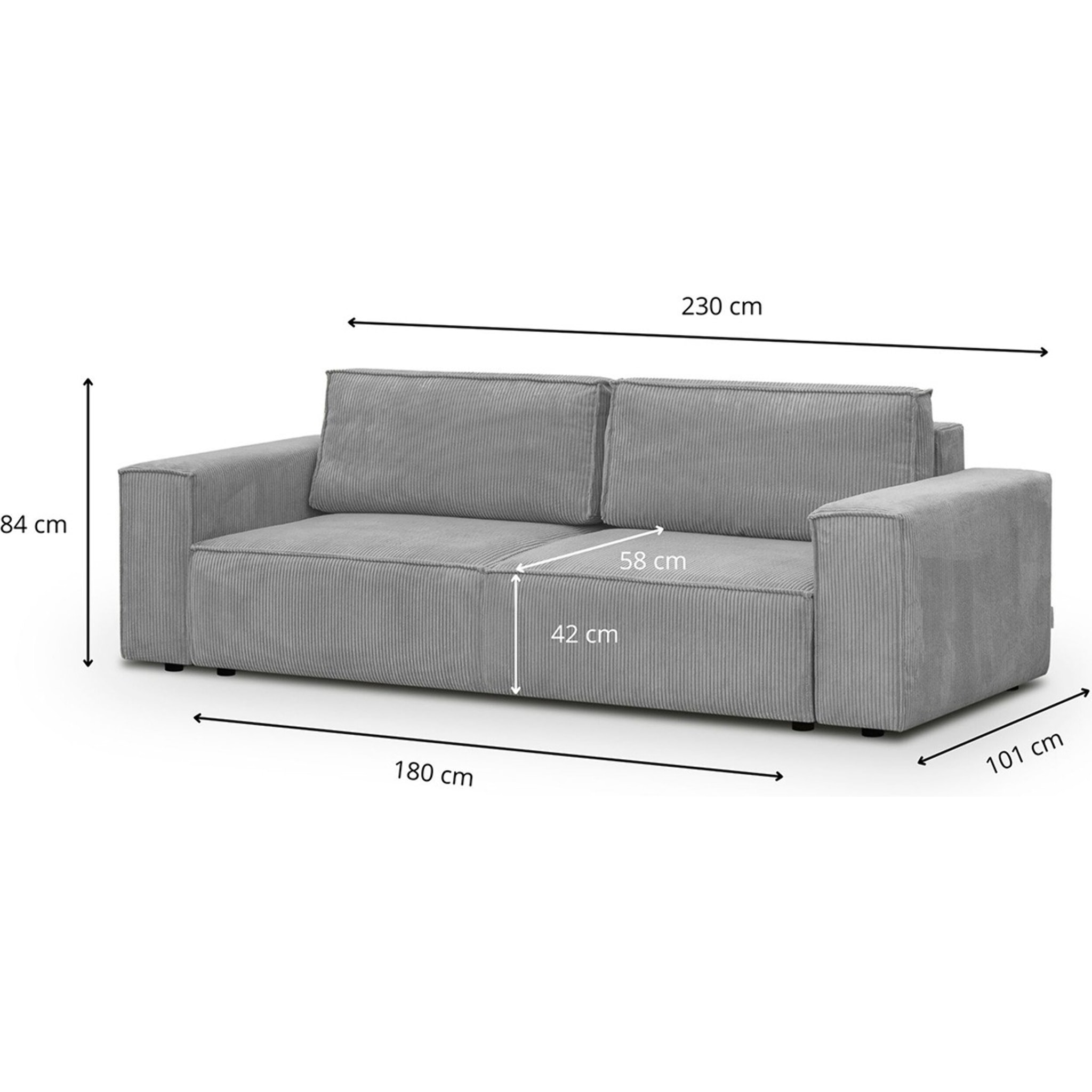 Canapé modulable 3 places en velours côtelé - Harper Mod